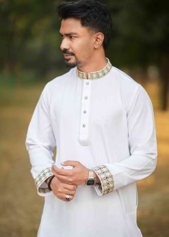 Premium Panjabi Vangchur -White