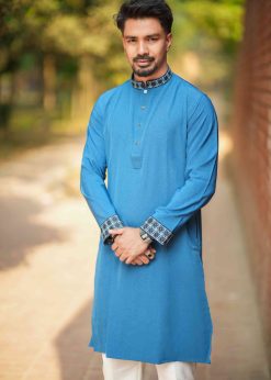 Premium Panjabi Vangchur - Petrol Blue