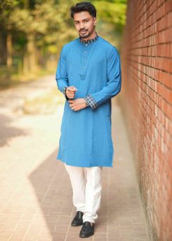 Alternative view of Premium Panjabi Vangchur - Petrol Blue